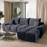 BROMARKT Ecksofa mit Schlaffunktion und Bettkasten Sofa L Form Couch 294x184 cm Fünfsitzer Wohnzimmer Eckcouch Bettsofa Schlafsofa Wohnlandschaft NUBES Graphit