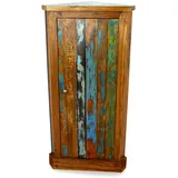 livasia Asiatischer Eckschrank aus Massivholz – 50x30x100cm – Handgefertigter Schrank aus Java, bunt recyceltes Teakholz von Fischerbooten, Robust & Nachhaltig