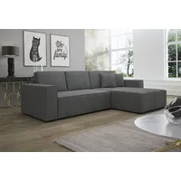 Fun Möbel Ecksofa Schlafsofa Sofa CONOR PREMIUM Stoff Poso Dunkelgrau Ottomane Rechts