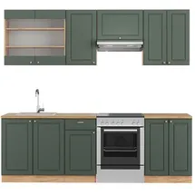 Vicco Küchenzeile Fame-Line 240 cm Grün-Gold Eiche
