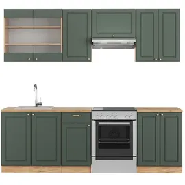 Vicco Küchenzeile Fame-Line 240 cm Grün-Gold Eiche