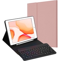 JADEMALL Tastatur Hülle für iPad 10.2 Zoll 9 Generation 2021/iPad 8 Gen 2020/iPad 7 Gen 2019/ iPad Air 3, QWERTZ Bluetooth Tastatur Kompatibel mit iPad 10.2 Zoll/iPad Pro 10.5 Zoll, Roségold