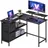 VASAGLE L-förmiger Schreibtisch, 2 geräumige Schubladen, Computertisch mit Monitorständer, Eckschreibtisch, Gaming-Tisch mit Verstellbarer Ablage 115 x 105cm ebenholzschwarz LWD097B56