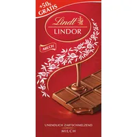 Lindt Schokolade LINDOR Milch | 150g Tafel | Feinste Vollmilch-Schokolade mit einer unendlich zartschmelzenden Füllung | Schokoladentafel | Schokoladengeschenk
