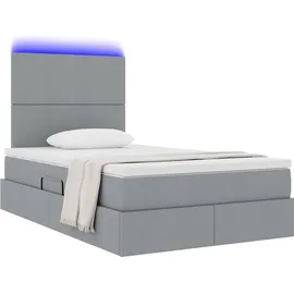 vidaXL Bett mit Stauraum und LED Hellgrau 120 x 190 cm Polyester