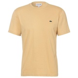 Lacoste T-Shirt mit Rundhalsausschnitt und Label-Stitching, Beige, S