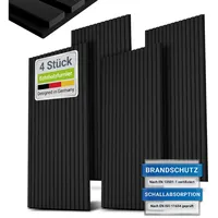 Juskys Wandpaneele Akustik Schwarz 4 St. 120 x 60 cm