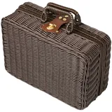 LOVIVER Picknickkorb, Rattan-Kofferbox, Requisitenbehälter, Lunchbox, Vintage-Rattan-Handtasche für Kinderzimmer, Babyschrank, Windel, Spielzeug, Weiß, l