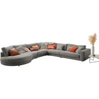 Ecksofa 3C CANDY "Enisa II L-Form" Sofas Gr. B/H/T: 395cm x 86cm x 225cm, Flachgewebe, langer Schenkel links, grau (anthrazit) incl. 3 Flatterkissen, wahlweise mit Flecken-Schutz-Bezug Easy care