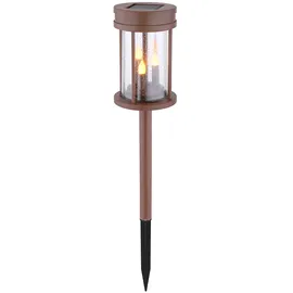 GLOBO 2er Set LED Solarleuchte, Feuer-Effekt, rostfarben, 3in1, 12 cm,