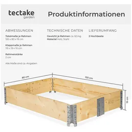 Tectake Hochbeet 2 120 x 80 x 38 cm