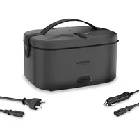 avilia - Lunchy + 3 in 1 Elektrische Lunchbox aus Edelstahl mit Besteck, 80 W Thermo-Lunchwärmer für Zuhause, Büro und Auto, luftdichte Behälter und Doppelsteckdose 220 V/12 V