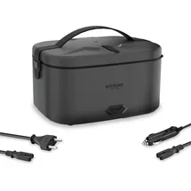 avilia - Lunchy + 3 in 1 Elektrische Lunchbox aus Edelstahl mit Besteck, 80 W Thermo-Lunchwärmer für Zuhause, Büro und Auto, luftdichte Behälter und Doppelsteckdose 220 V/12 V