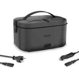 avilia - Lunchy + 3 in 1 Elektrische Lunchbox aus Edelstahl mit Besteck, 80 W Thermo-Lunchwärmer für Zuhause, Büro und Auto, luftdichte Behälter und Doppelsteckdose 220 V/12 V