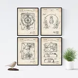 Nacnic poster Set mit 4 Jahrgang Drehscheibe patenten a4. Rahmenlos