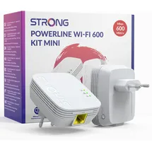 Strong - Powerline 600 Duo Set Mini - 2 Powerline-Adapter 600 Mbps - Highspeed-Internetzugang - 300 m Reichweite - Für alle Boxen/Router - LAN-Anschluss - Plug & Play-Installation - weiß