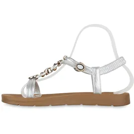 Stiefelparadies Damen Riemchensandalen in Silber,