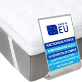 Pillows24 - Topper 90x200cm aus Kaltschaum - 6cm hoch - Matratzentopper mit abnehmbarem Bezug & rutschfester Unterseite | EU-Herstellung