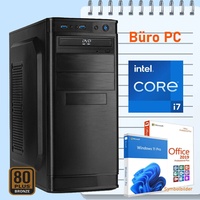 Büro komplett PC Office Intel i7 14700K 20x 3,40GHz 16GB DDR5 250GB SSD Windows