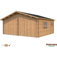 Palmako Blockbohlen-Garage, BxT: 575 x 510 cm (Außenmaße), Holz - braun