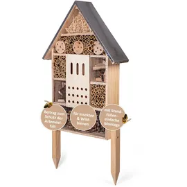 CULT at home Insektenhotel groß XXL stehend - mit Erdspieß - Insektenhaus Gesamthöhe 77 cm – Hummelhaus Wildbienenhaus Bienenhaus Marienkäferhaus Nistkasten und Deko für Garten und Balkon