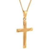 HOPLO Kreuzanhänger Anhänger Kreuz 585-14 Karat Gold mit vergoldeter Silberkette 55 cm, Made in Germany 55 cm Unisex