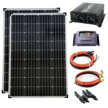 Solartronics Komplettset 2x100Watt 12Volt 1000mm Spannungswandler 1000W 20A Laderegler gelb Inselanlage