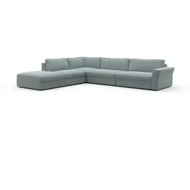 sit&more Ecksofa SIT & MORE "Cadabra L-Form", blau (aqua), B:356cm H:80cm T:292cm, Samtoptik (100% Polyester);Soft clean (98% Polyester, 2% Polyamid);Struktur fein (100% Polyester), Sofas, Ecksofa, Breite 356 cm, mit Sitztiefenverstellung