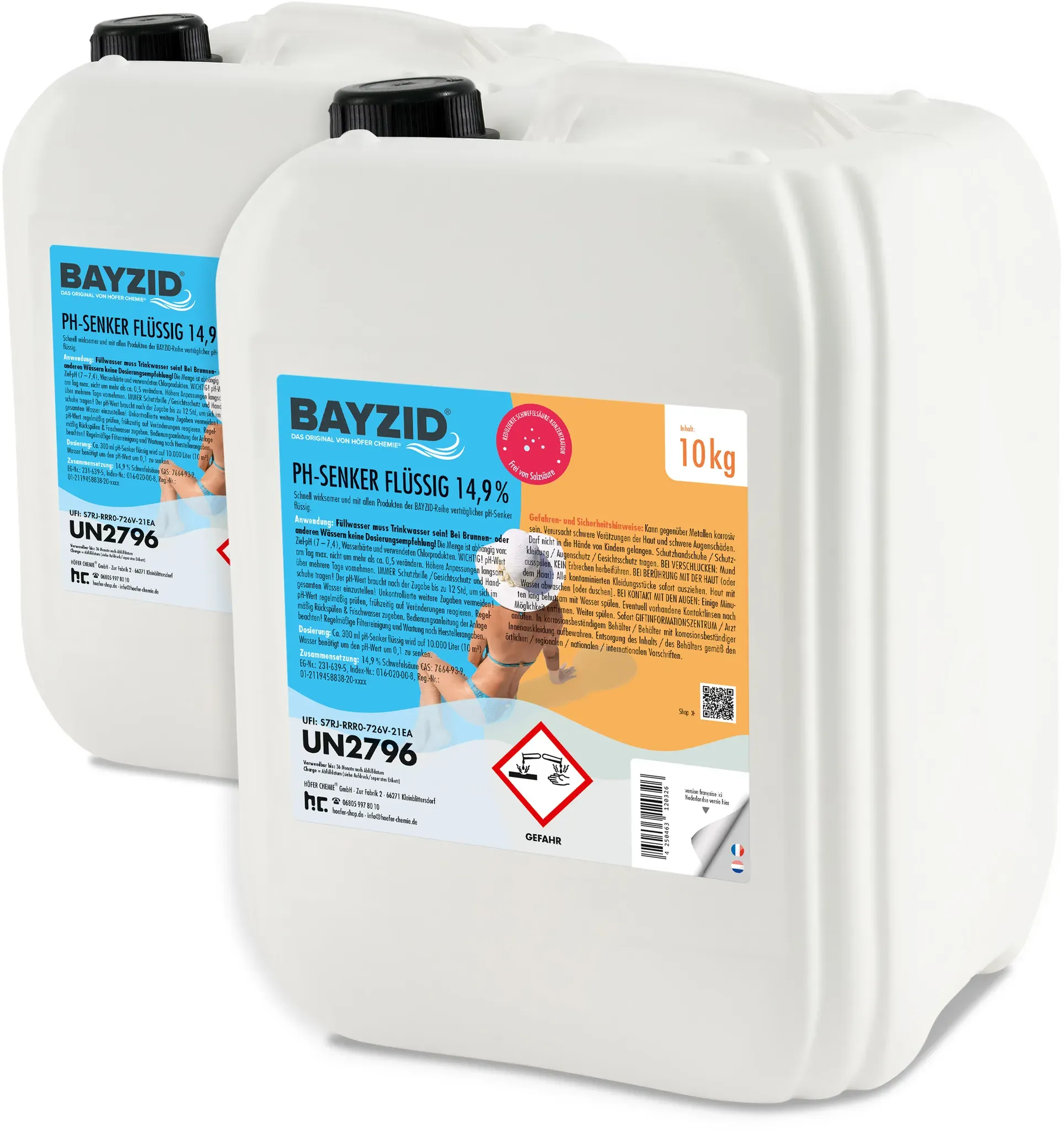 2 x 10 kg BAYZID® pH Moins liquide 14,9%