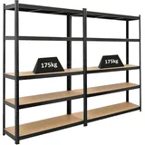 Proregal Mega Deal 2x Schwerlastregal Ragnar HxBxT 180 x 120 x 40 cm Fachlast 175 kg Schwarz Garagenregal Kellerregal Werkstattregal Steckregal