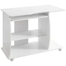 KADIMA DESIGN Computertisch GRASSE rollbar 90 x 71 x 50 cm mit Tastaturauszug, Laptop Tisch auf feststellbaren Rollen, PC-Tisch mit Drucker-Ablage