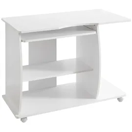 KADIMA DESIGN Computertisch GRASSE rollbar 90 x 71 x 50 cm mit Tastaturauszug, Laptop Tisch auf feststellbaren Rollen, PC-Tisch mit Drucker-Ablage