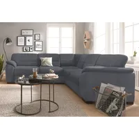 Ecksofa SIT & MORE "Montego L-Form", grau (dunkelgrau), B:256cm H:88cm T:227cm, Luxus-Microfaser (90% Polyester, 10% Polyamid), Struktur (100% Polyester), Luxus-Microfaser ALTARA NUBUCK (100% Polyester), Sofas, wahlweise mit Bettfunktion und Schubkasten