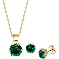 Elli Kristalle Solitär Kette Ohrstecker 925 Silber Schmuck-Set   Damen 