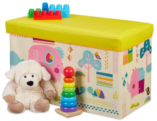 Relaxdays Sitzbox für Kinder Creme,Gelb,Rosa