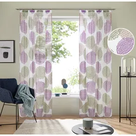 OTTO home Gardine Belem (1 St), Kräuselband, transparent, Voile, 1 bzw. 2 Schals, Vorhang, Fertiggardine, Kreise beige 140 cm x 175 cm