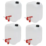 Plasteo Kanister plasteo 4er Set: 10 Liter Getränke- Wasserkanister Natur mit 4x Hahn, 4 Kanister + 4 Hähne beige