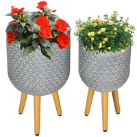 Outsunny Blumentöpfe-Set mit Abnehmbaren Füßen, Grau