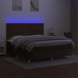 vidaXL Boxspringbett mit Matratze & LED Dunkelbraun 160x200 cm Stoff