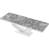 Design Esstisch Tisch HEB-222 Marmoroptik Marmor dunkel - Weiß Hochglanz ausziehbar 160 bis 256 cm - Naturbelassen