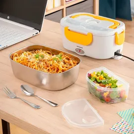 InnovaGoods Elektrische Lunchbox für Büro und Auto Lunffi Weiß|gelb