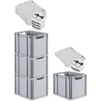 Proregal 4x Eurobox NextGen Grip mit Scharnierdeckel und schwarzen