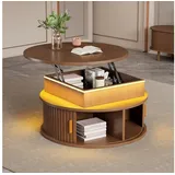 STILVORA Couchtisch höhenverstellbar Sofatisch mit LED Kaffeetisch mit Rolltüren Hochglanz (Packung, 1-St., mit zwei Rolltüren), Ein Weiß Tisch mit verstecktem Stauraum, Hochglanztisch