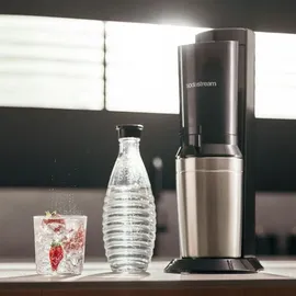 Sodastream Crystal 3.0 schwarz + 2 Glaskaraffen + Zylinder