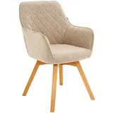 Xora Armlehnstuhl, Creme, Eiche, Holz, Textil, Eiche, massiv, eckig, 57x91x64 cm, Sitzfläche 360° drehbar, Esszimmer, Stühle, Esszimmerstühle, Armlehnenstühle