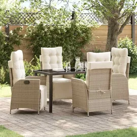 vidaXL 5-teiliges Garten-Esszimmer-Set, Beige Poly-Rattan
