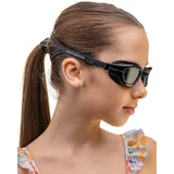 AqtivAqua Schwimmbrille Kinder MINI-DXC Kinderschwimmbrille Schwimmbrillen für Kinder 3 4 6 8 10 Jahre (Voll Schwarz, Klare)