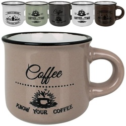 Koopman Tasse Kaffeetassen Bistro 60 ml 6er Set Tassenset Kaffeebecher Henkeltassen, Kaffeegeschirr Geschirr Set Tee Kaffee Becher