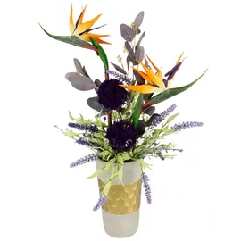 I.GE.A. Kunstblume Gesteck aus Strelitzie, Allium und Lavendel, I.GE.A., Höhe 70 cm orange