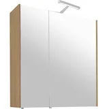 Evenes Spiegelschrank mit Beleuchtung Hanf Ulme, 2 Türen, 700 x 750 x 188 mm